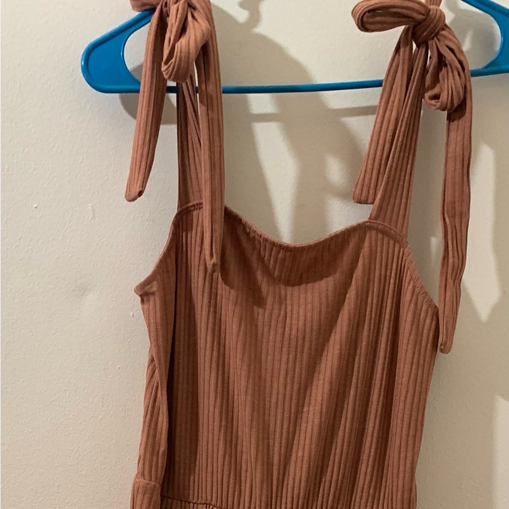 American Eagle Mauve Ribbed Sleeveless Jumpsuit Size Medium
